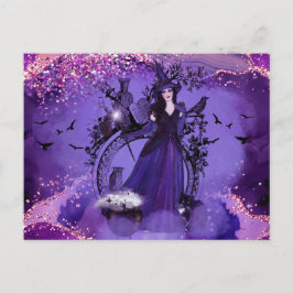 Cartão Postal Arte de bruxa do Halloween por Renee Lavoie