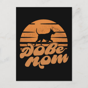 Cartão Postal Arte de Cachorro Vintage Dobe Mom Pôr do Sol