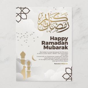 Cartão Postal Arte de Caligrafia Dourada Ramadan Mubarak