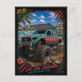 Cartão Postal Arte de Caminhão Monstro Off Road do Havaí