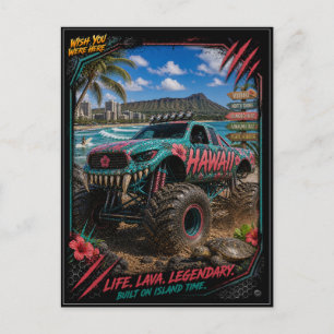 Cartão Postal Arte de Caminhão Monstro Off Road do Havaí