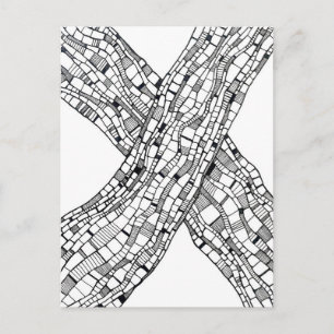 Cartão Postal Arte de Caneta Formas Retangulares Padrão Abstrato