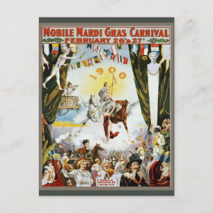 Cartão Postal Arte de Cartaz de Carnaval do Mardi Gras Móvel Vin