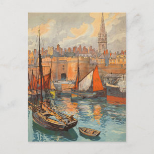 Cartão Postal Arte de Cartaz de Viagem Antigo de Saint Malo, Fra