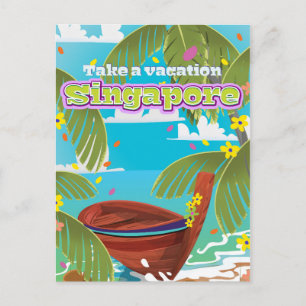 Cartão Postal Arte de cartaz de viagem de desenho animado de Sin