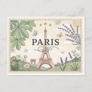 Cartão Postal Arte de Cartaz de Viagem Vintage Paris França