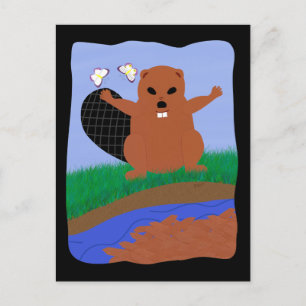 Cartão Postal Arte de Cartografia de Beaver Building Dam