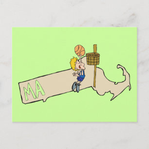 Cartão Postal Arte de Cartografia de Massachusetts MÃE Map & Bas