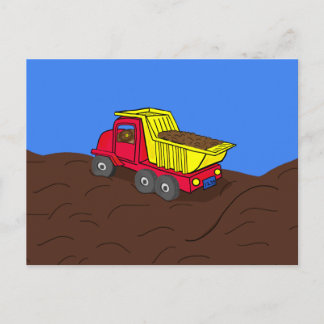 Cartão Postal Arte de Cartografia Vermelha e Amarela de Truck