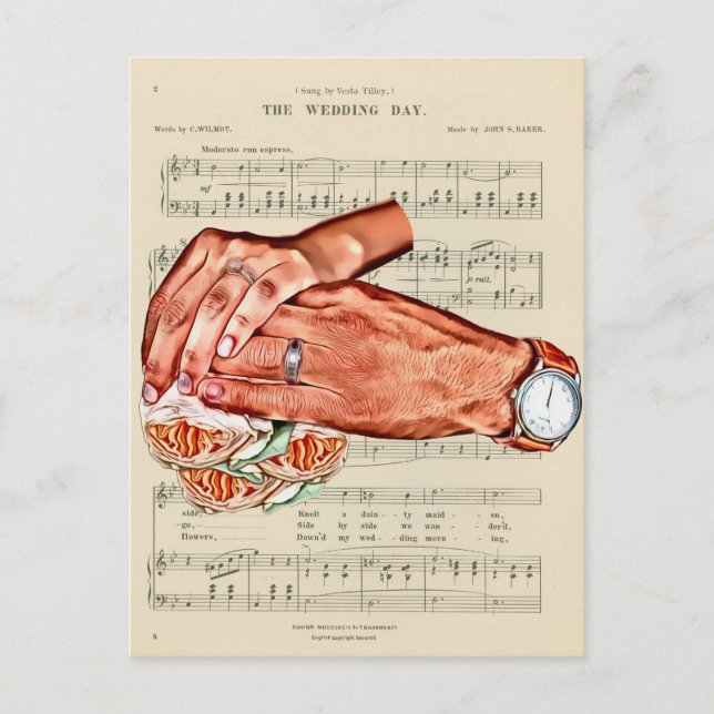 Cartão Postal arte de casais de noivos e noivas (Frente)