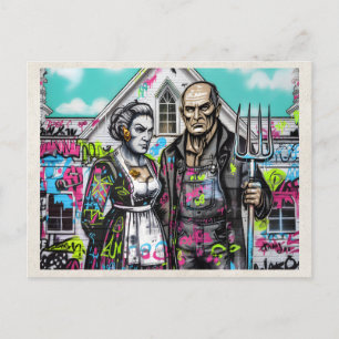 Cartão Postal Arte de Casal Remixada por IA Arte Urbana de Grafi
