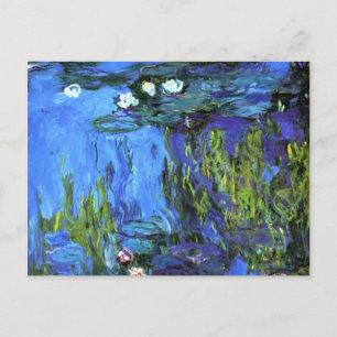 Cartão Postal Arte de Claude Monet: Nenúfares, índigo azul