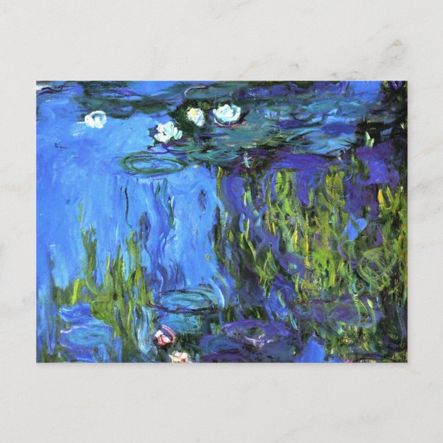 Cartão Postal Arte de Claude Monet: Nenúfares, índigo azul (Frente)