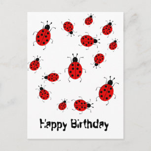 Cartão Postal Arte de clipe de ladybugs colorido