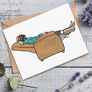 Cartão Postal Arte de Colagem de Leitura Engraçada de Livro de