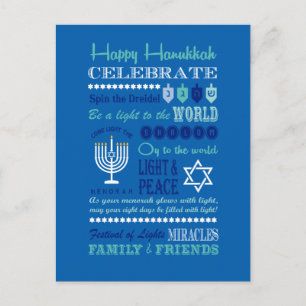 Cartão Postal Arte de colagem de texto Hannukah