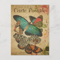 Arte de colagem floral de borboleta vintage modern