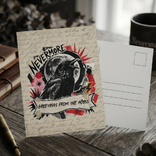 Cartão Postal Arte de Colagem Punk Gótico Corvo