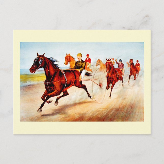 Cartão Postal Arte de colheita de cavalos (Frente)