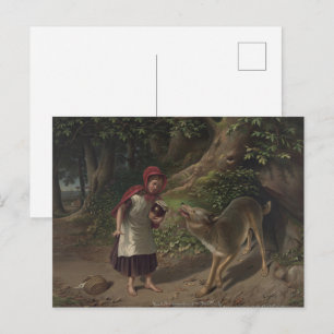 Cartão Postal Arte de Conto de Fadas da Pequena Chapeuzinho Verm