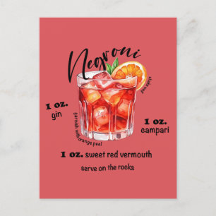 Cartão Postal Arte de Coquetel de Bar de receita Negroni