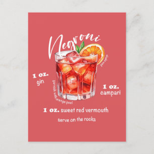 Cartão Postal Arte de Coquetel de Bar de receita Negroni