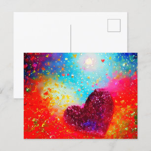Cartão Postal Arte de coração abstrato