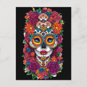 Cartão Postal Arte de Crânio de Açúcar - Dia de los Muertos Colo