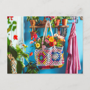 Cartão Postal Arte de Crochê Granny Square
