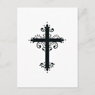 Cartão Postal Arte de Cruz Talhada Ornamentada Premium