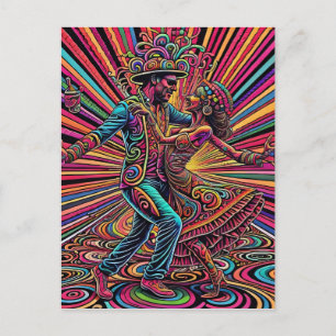 Cartão Postal Arte de Dança Tango Salsa Psicodélico
