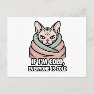 Cartão Postal Arte de Desenho Animado de Gato Sphynx Mal-Humorad
