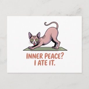 Cartão Postal Arte de desenho animado de ioga com gato Sphynx en