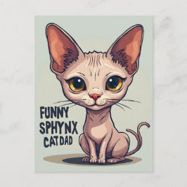 Cartão Postal Arte de desenho animado de pai de gato Sphynx engr