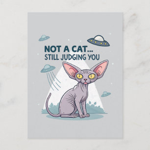 Cartão Postal Arte de desenho animado sarcástico de gato Sphynx 