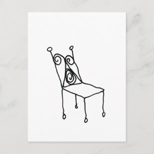 Cartão Postal Arte de Desenho de Linha de Cadeira