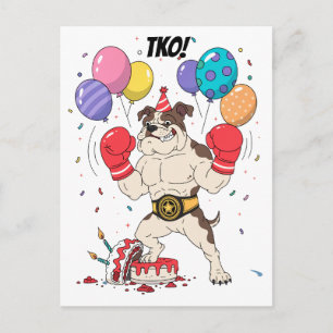 Cartão Postal Arte de Despedida de Aniversário do Boxeador Bulld