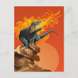 Cartão Postal Arte de Dinossauro Lâmpada de Lâmpada por Michae