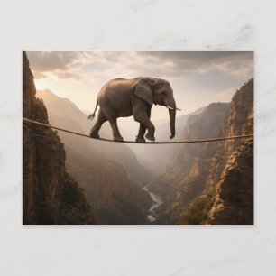 Cartão Postal Arte de elefante andando na corda