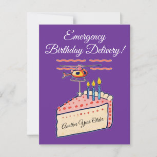 Cartão Postal Arte de Entrega de Bolo de Aniversário de Helicópt