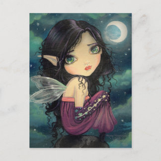 Cartão Postal Arte de Fada Olhos Grandes Little Moon Gótico