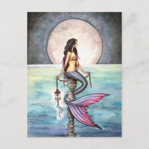 Cartão Postal Arte de Fantasia da Sereia do Mar Encantado