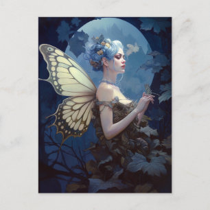 Cartão Postal Arte de fantasia de fada da floresta azul