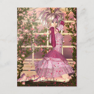 Cartão Postal Arte de Fantasia Sopro de Rosa