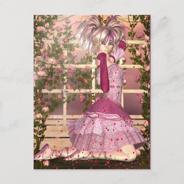 Cartão Postal Arte de Fantasia Sopro de Rosa (Frente)