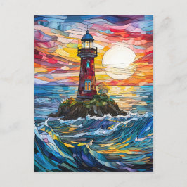 Cartão Postal Arte De Farol Costeiro De Vidro Estreito