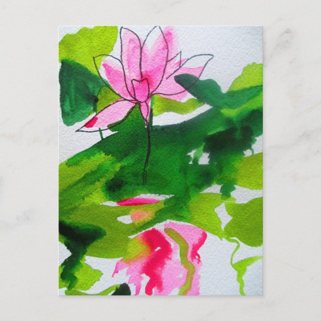 Cartão Postal Arte de flor de abstrato aquarela aquática (Frente)
