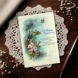 Cartão Postal Arte de Flor de Aniversário Vintage 1920 