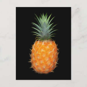 Cartão Postal Arte de Fruta Abacaxi Neon Brilhante