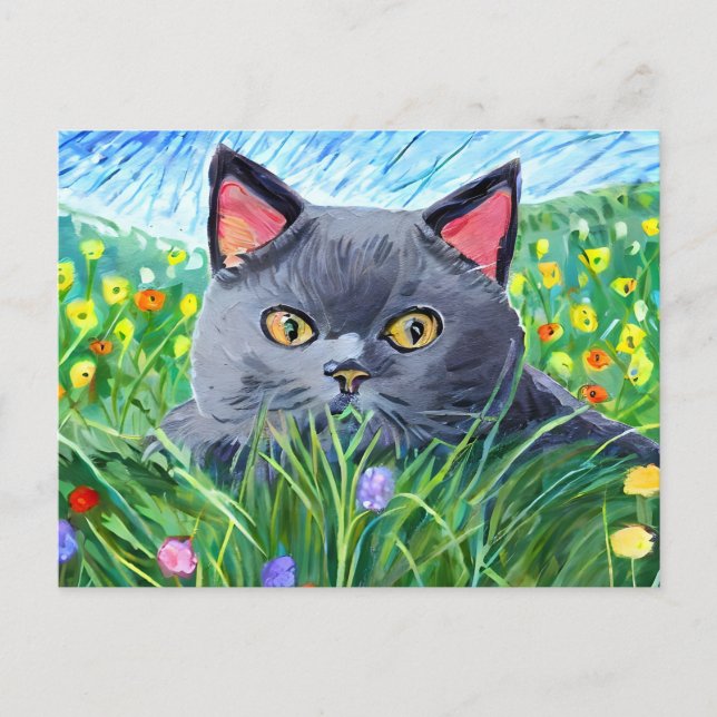 Cartão Postal Arte de Gato de Shorthair Britânica (Frente)
